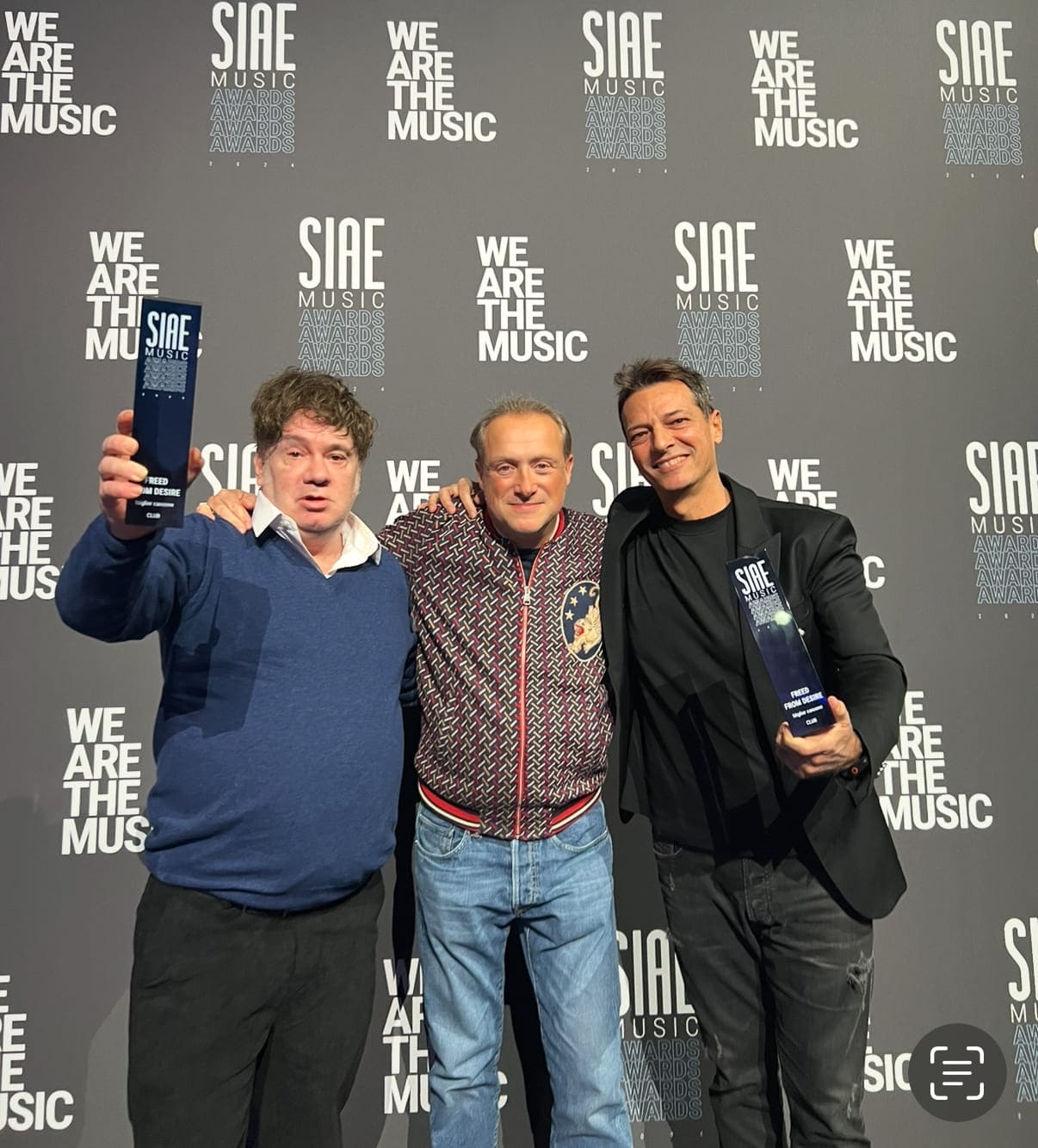 FREED FROM DESIRE WINNER AT THE SIAE MUSIC AWARDS